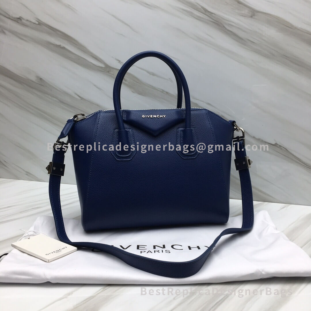 Givenchy Small Antigona Bag Blue In Grained Goatskin SHW 2-29909S